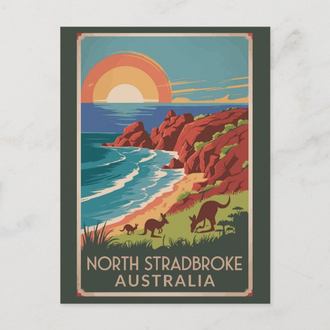 North Stradbroke Island Kangaroos Illustration Postkarte (Vorderseite)