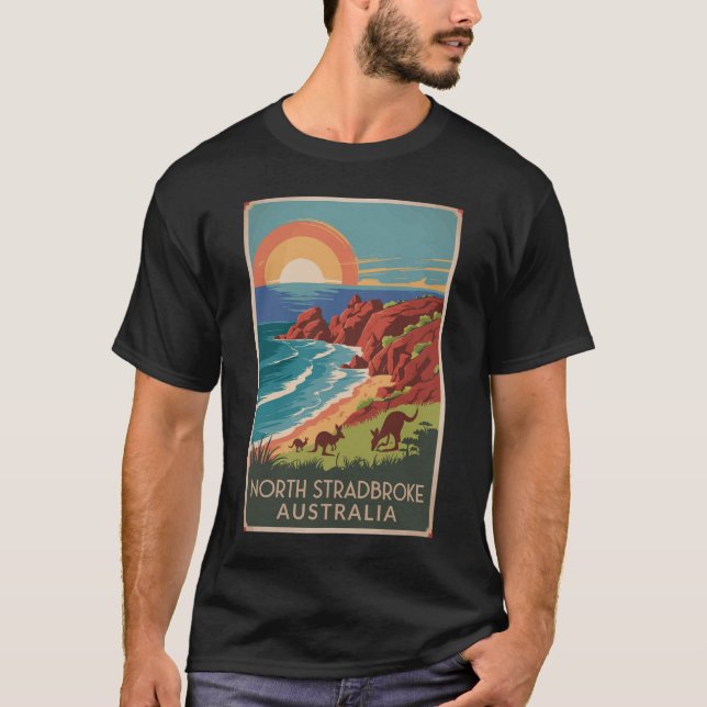 North Stradbroke Island Kangaroos Illustration T-Shirt (Vorderseite)