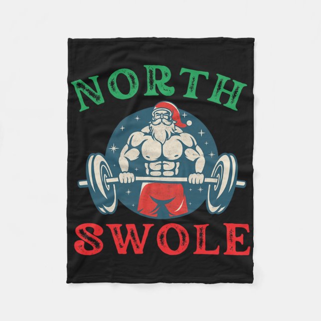 North Swole Funny Muscle Santa Christmas Bodybuild Fleecedecke (Vorderseite)