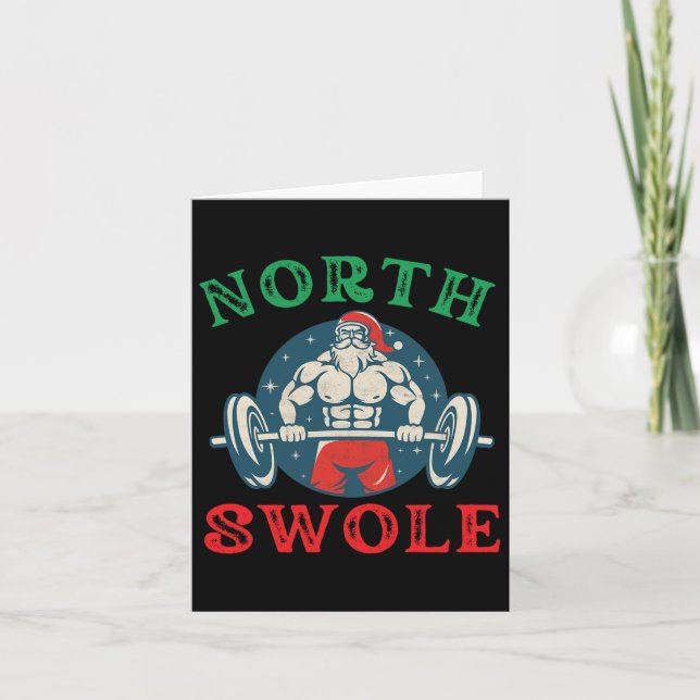 North Swole Funny Muscle Santa Christmas Bodybuild Karte (Vorderseite)