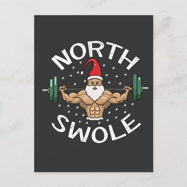North Swole Funny Muscle Weihnachtsfeierliche Fitn Ankündigungspostkarte (Vorderseite)