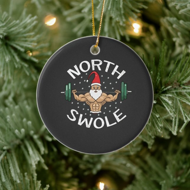 North Swole Funny Muscle Weihnachtsfeierliche Fitn Keramik Ornament (Baum)
