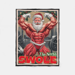 North Swole Funny Muscular Santa Flex Muscle Chris Fleecedecke