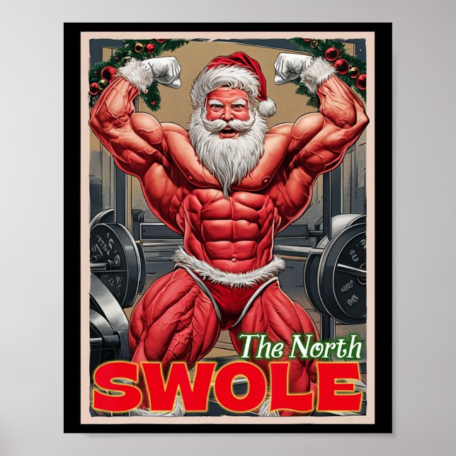 North Swole Funny Muscular Santa Flex Muscle Chris Poster (Vorne)