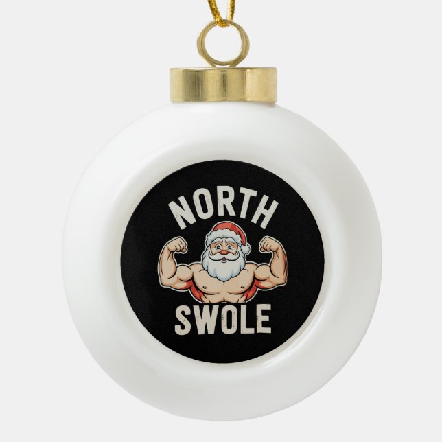 North Swole Santa Gym Workout Fitness Weihnachten Keramik Kugel-Ornament (Vorderseite)