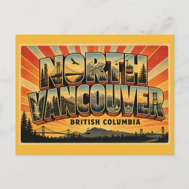 North Vancouver BC Mountain Gateway Postkarte (Vorderseite)