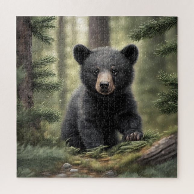 North Woods Little Black Bar Cub Puzzle (Vertikal)