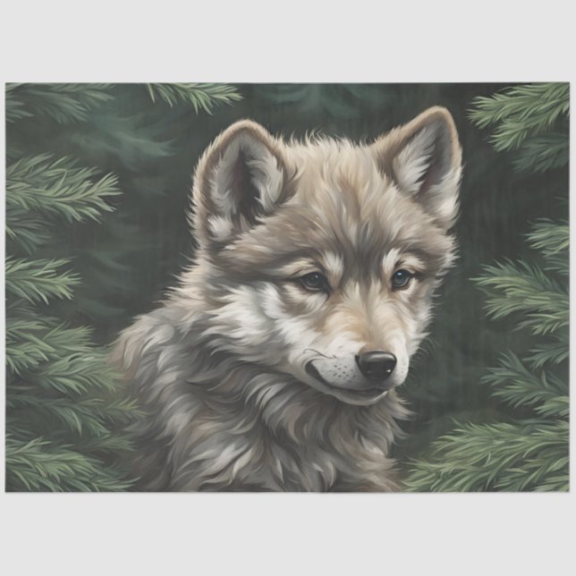North Woods Wolf Cub Tissue Paper Seidenpapier (Vorderseite)