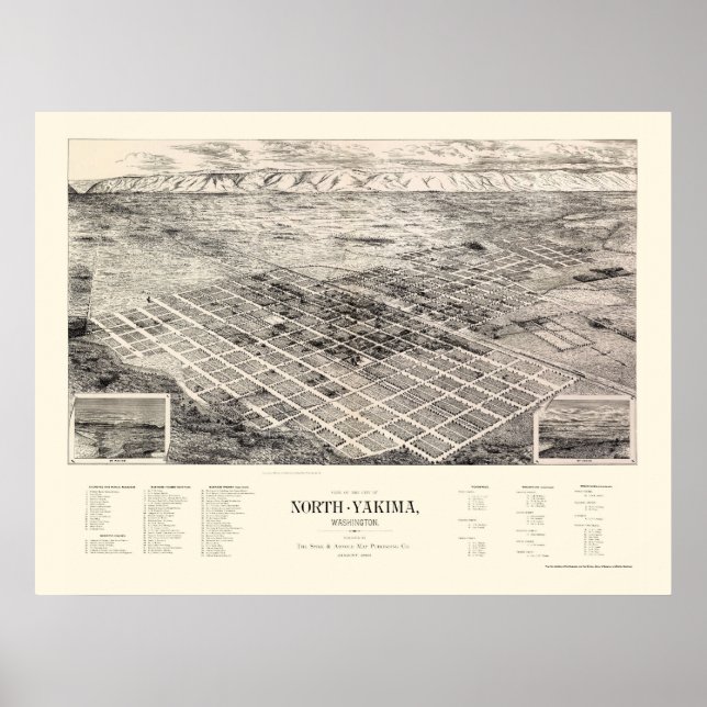 North Yakima, WA Panorama Karte - 1889 Poster (Vorne)