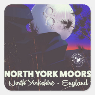 North York Moors England Reiseplakat Quadratischer Aufkleber