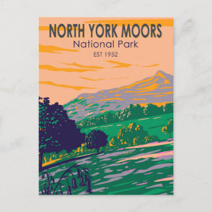 North York Moors National Park England Vintag Postkarte