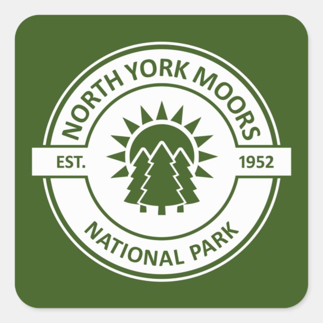North York Moors National Park Sun Trees Quadratischer Aufkleber (Vorderseite)