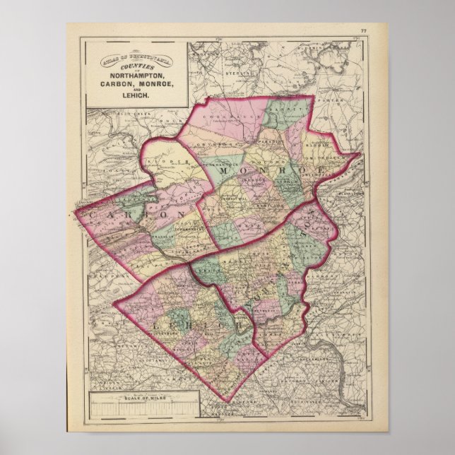 Northampton, Carbon, Monroe, Lehigh Landkreises Poster (Vorne)