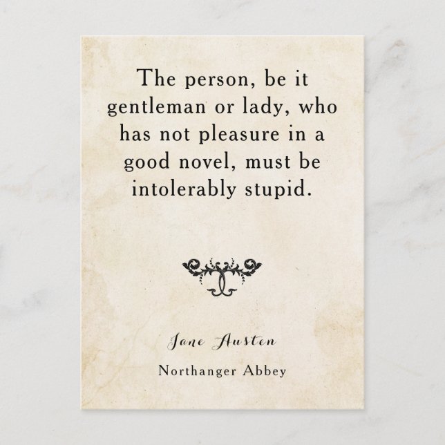 Northanger Abbey Jane Austen Regency Book Quote Postkarte (Vorderseite)
