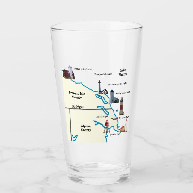 Northeast Lower Michigan Lighthouse Glas (Vorderseite)