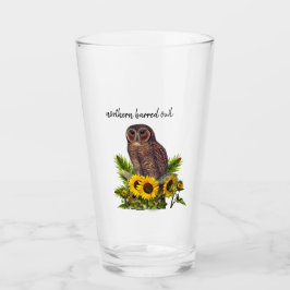 Northern Barred Owl mit Sonnenblumen Pint Glass Cu Glas
