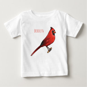 Northern cardinal bird cartoon illustration baby t-shirt