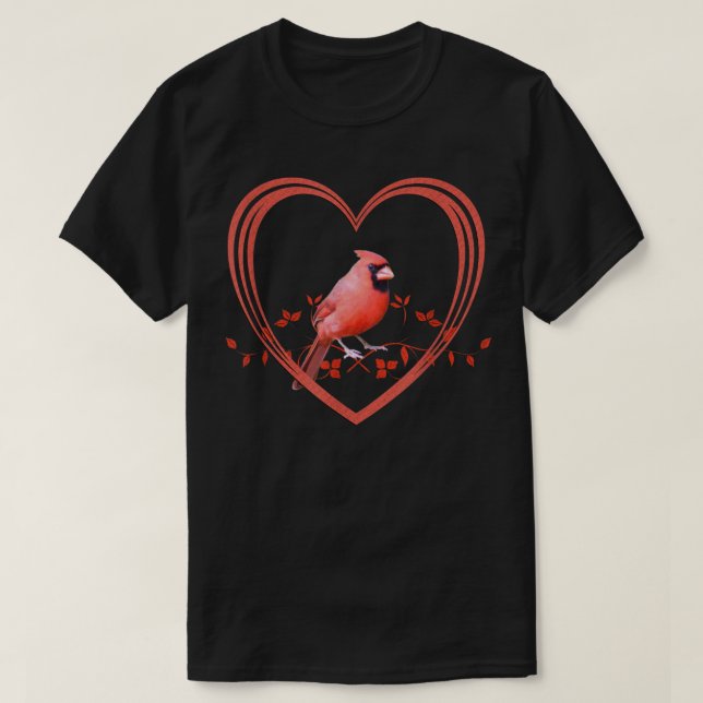 Northern Cardinal Bird in Heart T-Shirt (Design vorne)