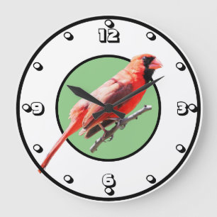 Northern Cardinal Große Wanduhr