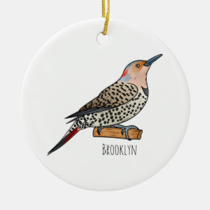 Northern flicker bird cartoon illustration  keramik ornament