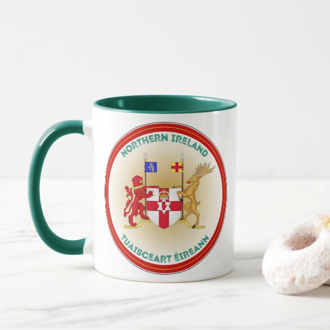 Northern Ireland Coat of Arms Circle Shape Tasse (Mit Donut)