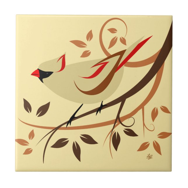 Northern Kardinal Bird Art Tiles Fliese (Vorderseite)