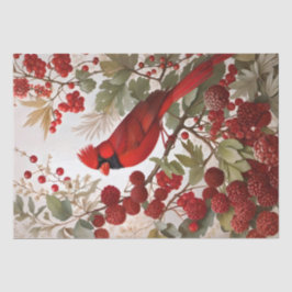 Northern Kardinal Bird Red Berries Seidenpapier