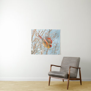 Northern Kardinal Flying - Original Fotografie Wandteppich