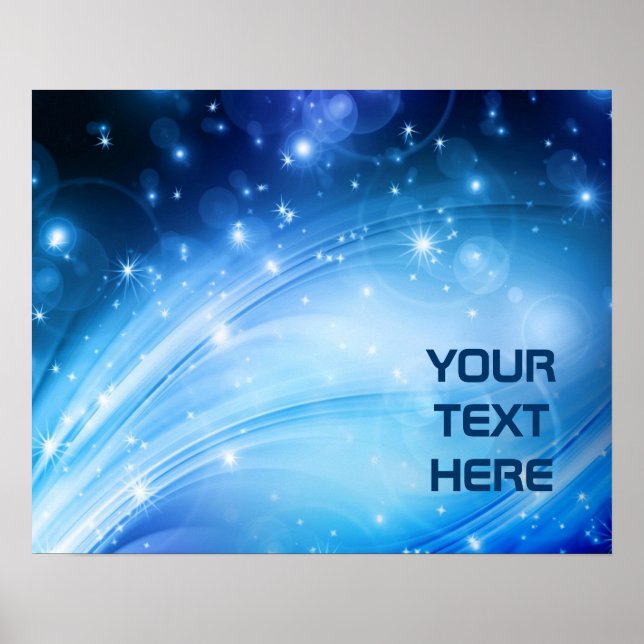 Northern Light Stars blau + Ihr Text & Ideen Poster (Vorne)