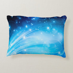 Northern Light Stars blau + Ihr Text & Ideen Zierkissen