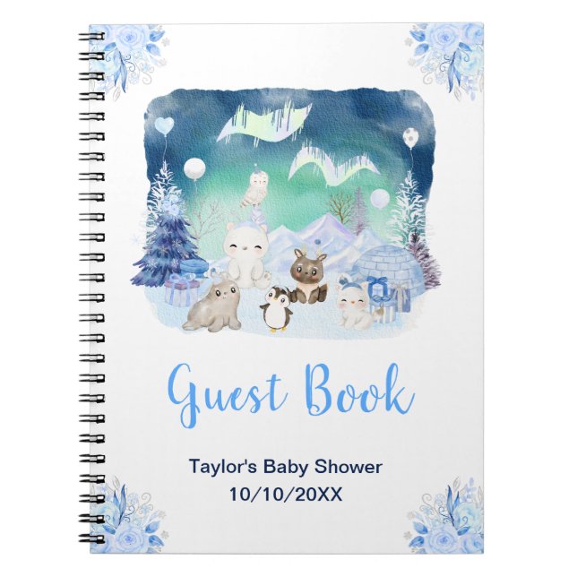 Northern Lights Animals Baby Shower Guest Book Notizblock (Vorderseite)
