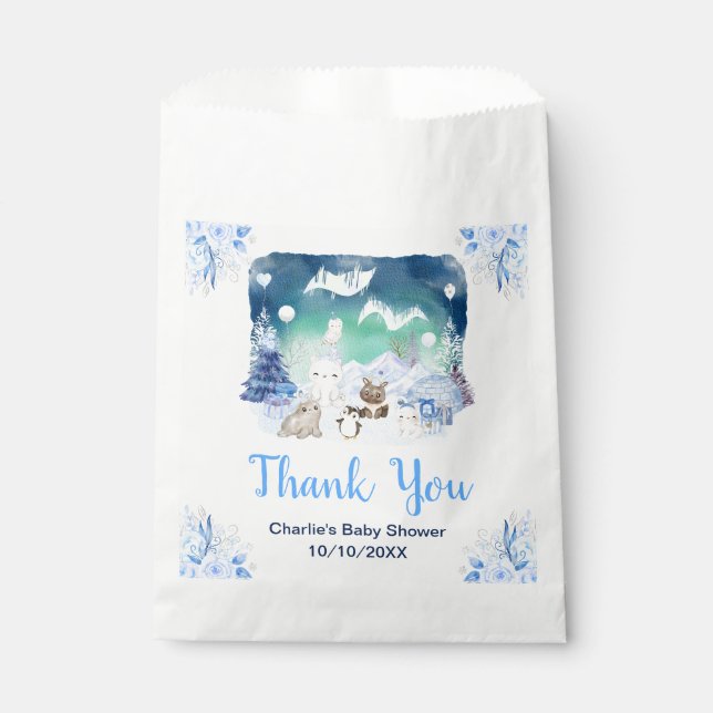 Northern Lights Animals Baby Shower Thank You Geschenktütchen (Vorderseite)