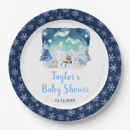 Northern Lights Arctic Animals Baby Shower Pappteller