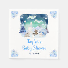 Northern Lights Arctic Animals Baby Shower Serviette