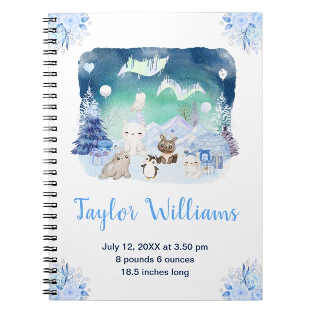 Northern Lights Arctic Animals Birth Statistics Notizblock (Vorderseite)