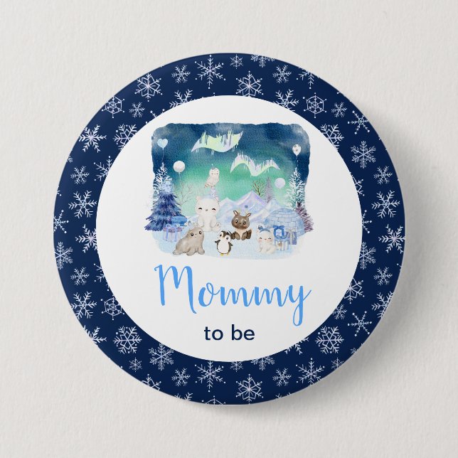 Northern Lights Arctic Animals Mommy To Be Button (Vorderseite)