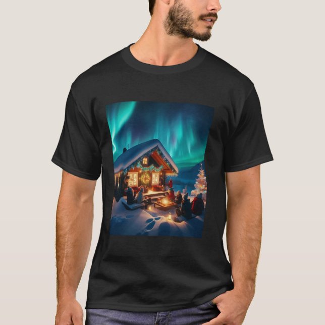 Northern Lights Arctic Weihnachten Magische Lichte T-Shirt (Vorderseite)