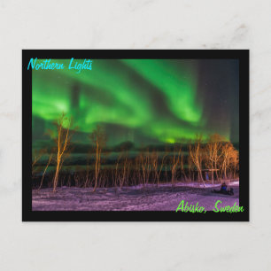 Northern Lights Aurora Borealis Abisko Schweden Postkarte