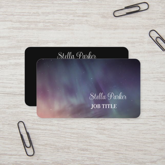 Northern Lights Aurora Borealis Business Card Visitenkarte (Vorderseite/Rückseite Beispiel)