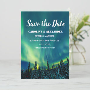 Northern Lights Aurora Borealis Galaxy Sky Wedding Save The Date