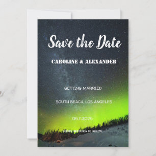 Northern Lights Aurora Borealis Galaxy Sky Wedding Save The Date