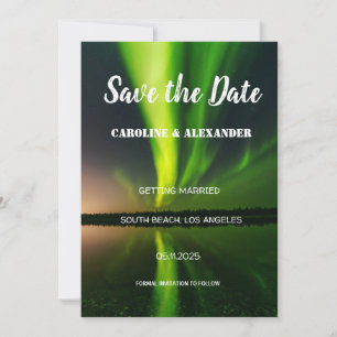 Northern Lights Aurora Borealis Galaxy Sky Wedding Save The Date