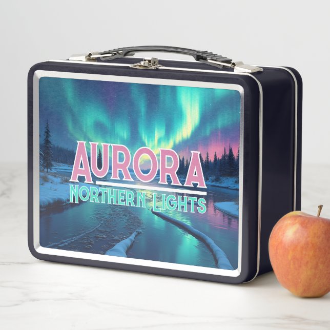 Northern Lights Aurora Borealis Metall Brotdose (Beispiel)