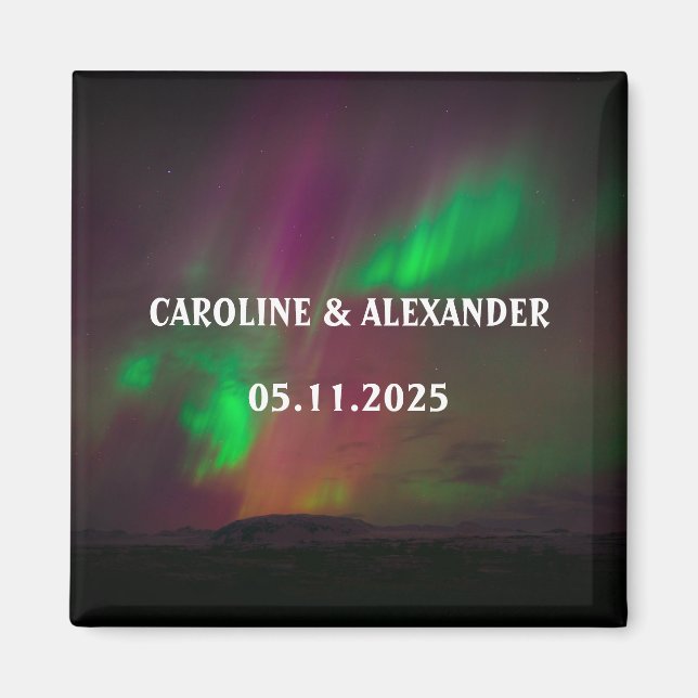 Northern Lights Aurora Borealis Night Sky Wedding Magnet (Vorne)