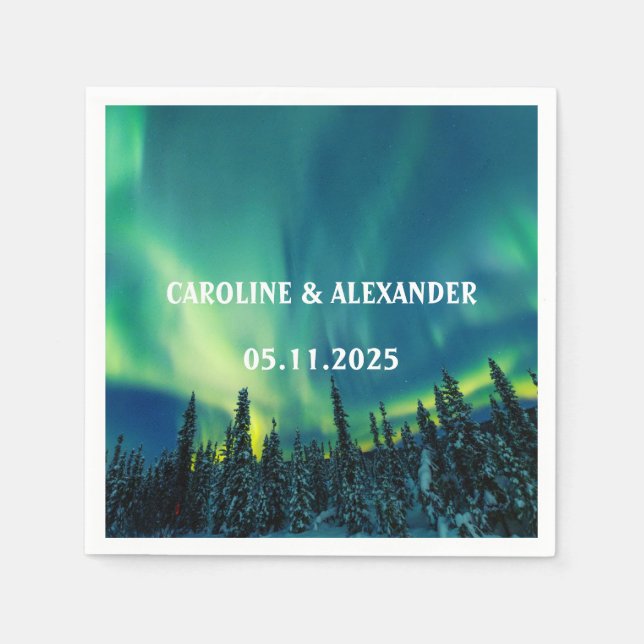 Northern Lights Aurora Borealis Night Sky Wedding Serviette (Vorderseite)