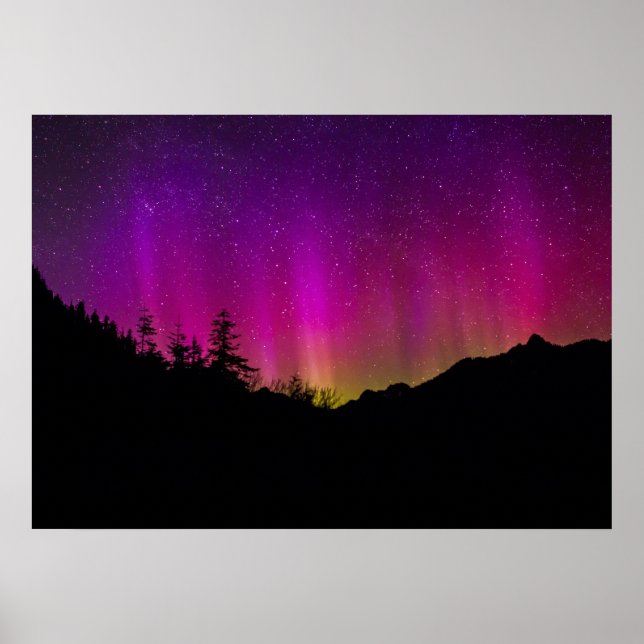 Northern Lights Aurora Borealis Starry Night Sky Poster (Vorne)