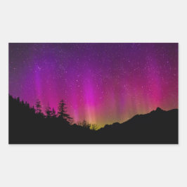 Northern Lights Aurora Borealis Starry Night Sky Rechteckiger Aufkleber