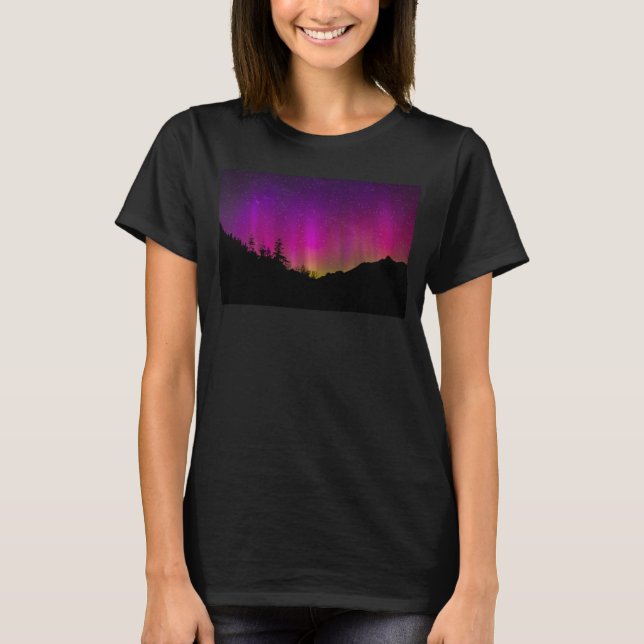 Northern Lights Aurora Borealis Starry Night Sky T-Shirt (Vorderseite)