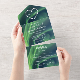 Northern Lights Aurora Borealis Wedding All In One Einladung