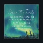 Northern Lights Aurora Borealis Wedding Magnet<br><div class="desc">Elegante,  moderne,  trendige Aurora Borealis Wedding,  Save the Date Magnet. Nordlichter,  Alaska. Sie können es mit Ihren Daten personalisieren.</div>